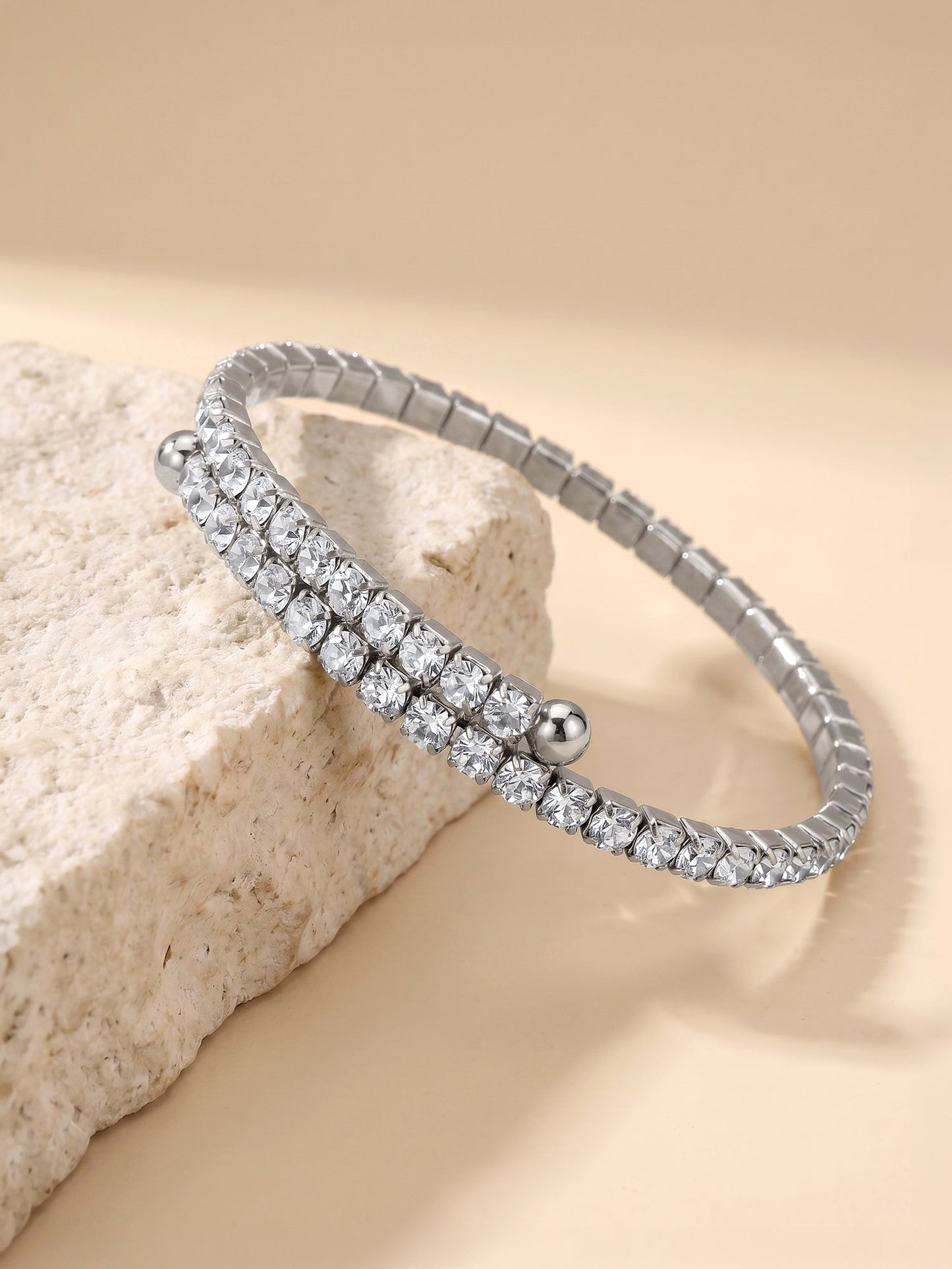 OnnMe by GIVA Ice Theory Rhodium Plated Cuff Bracelet