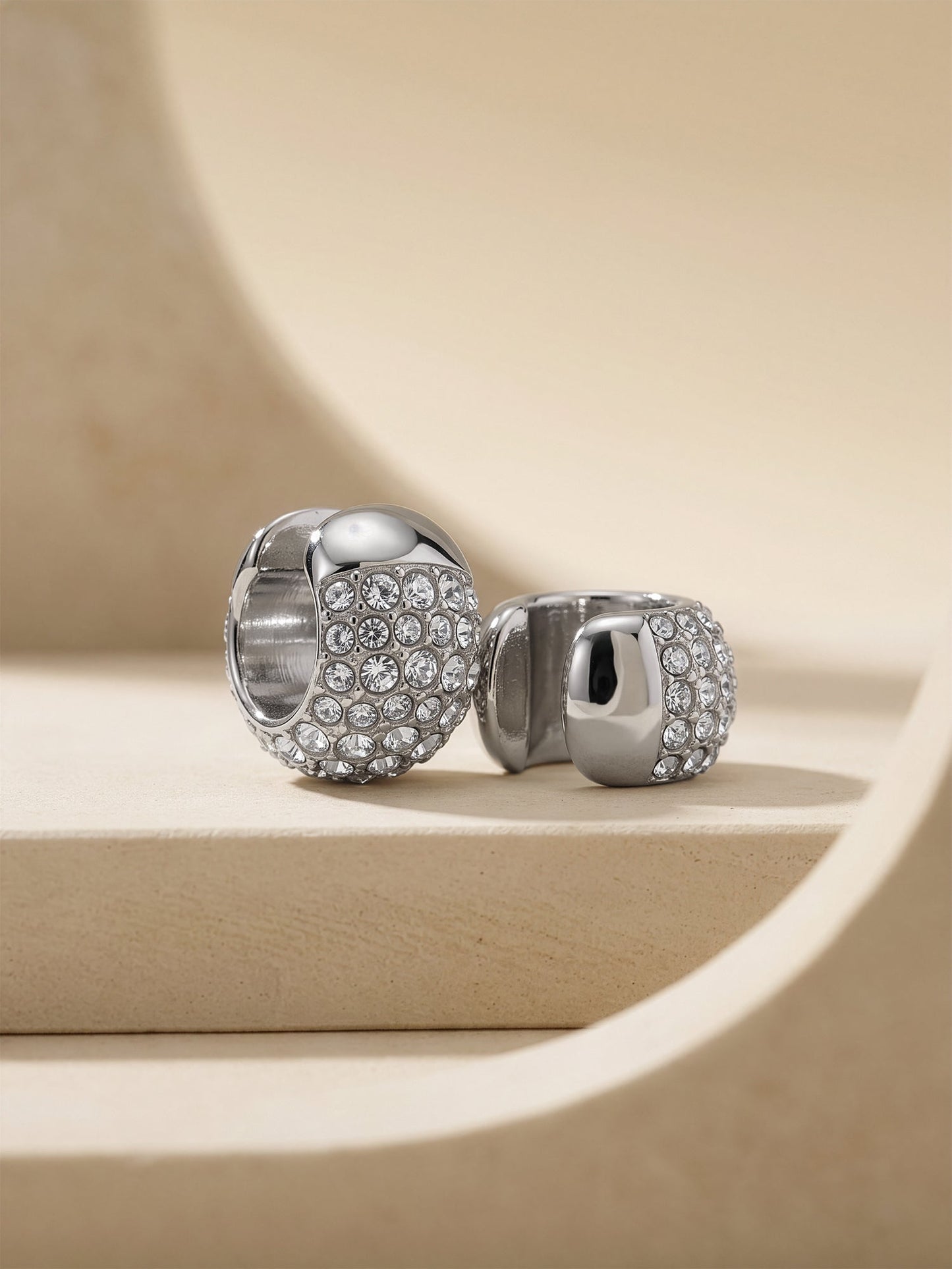 OnnMe by GIVA Grip Me Crystal Rhodium Plated Ear Cuffs