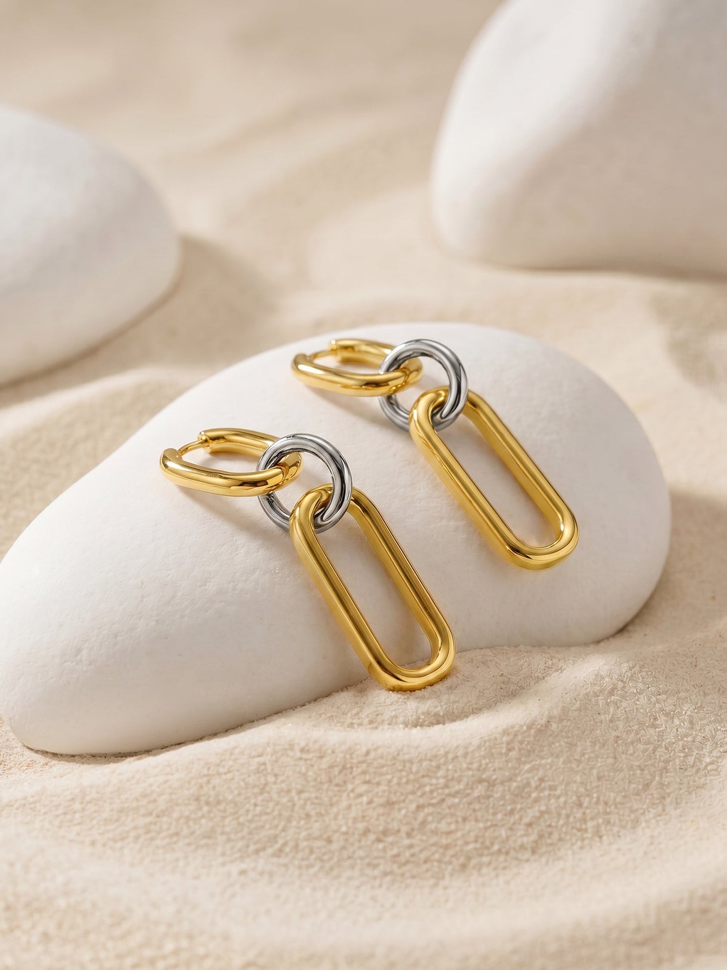 OnnMe by GIVA Link Drop Dual Tone Earrings
