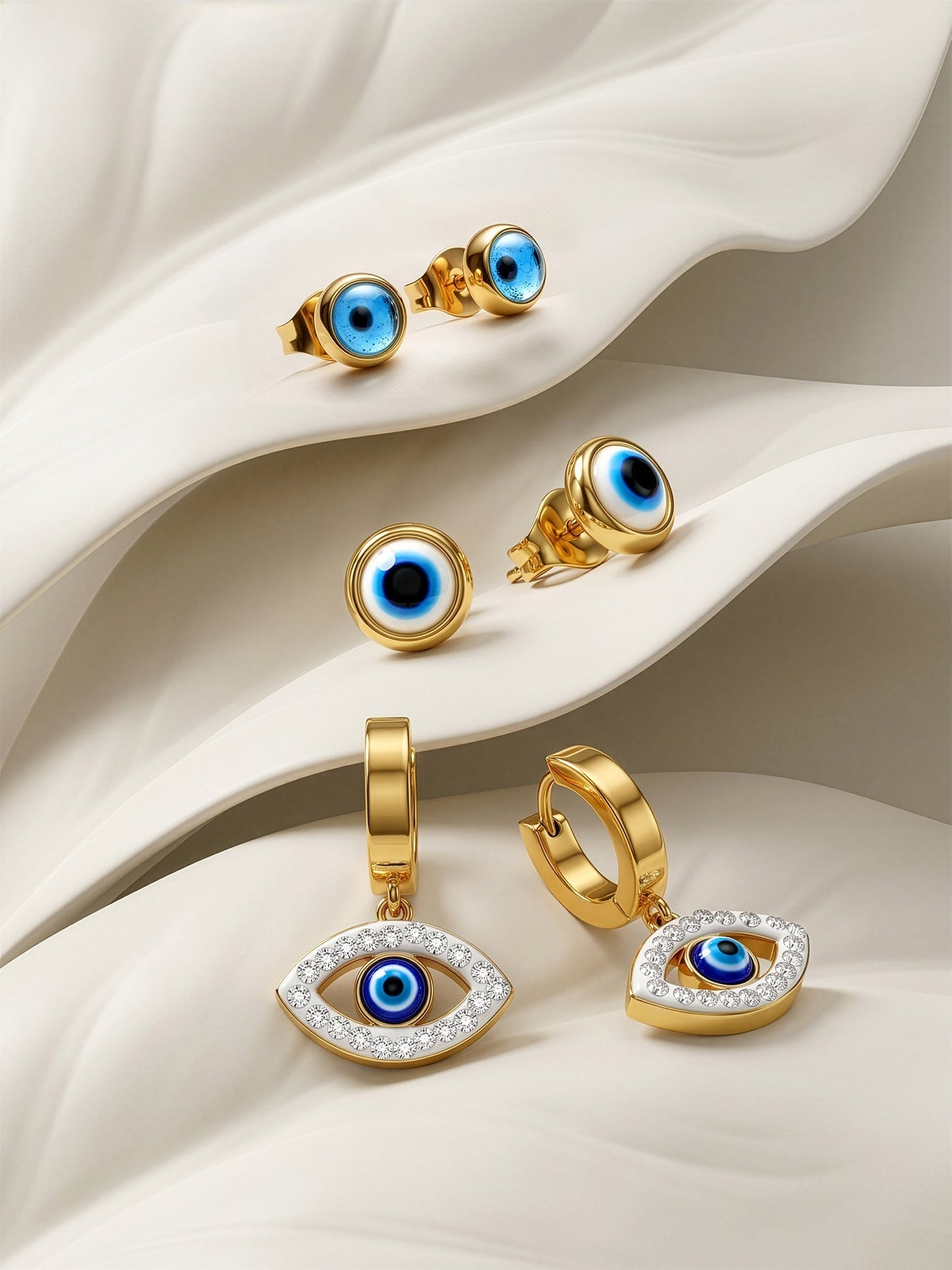 OnnMe by GIVA Third Eye Panic Gold Plated Earrings Set