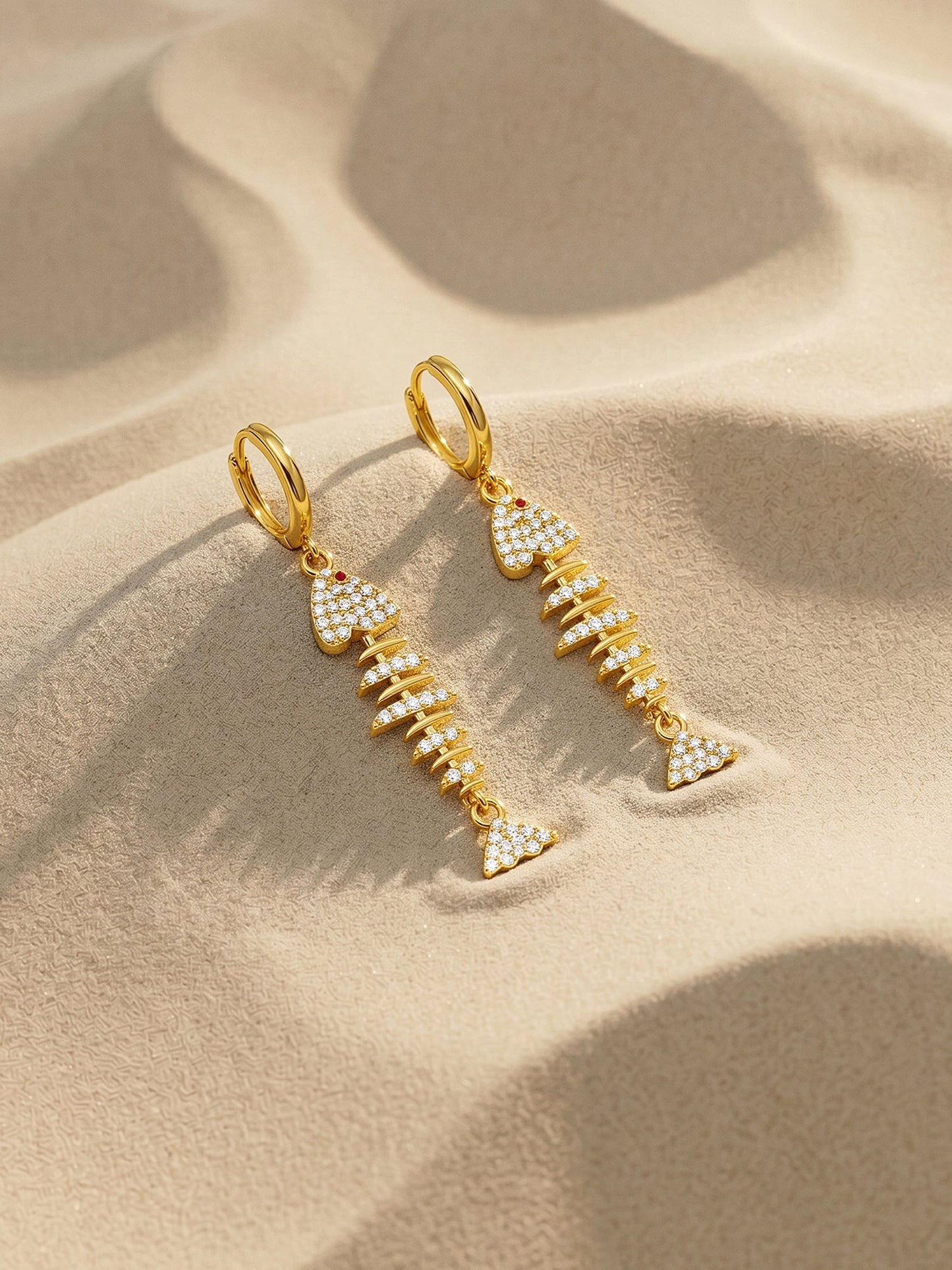 OnnMe by GIVA Fishbone Drop Charm Gold Plated Earrings