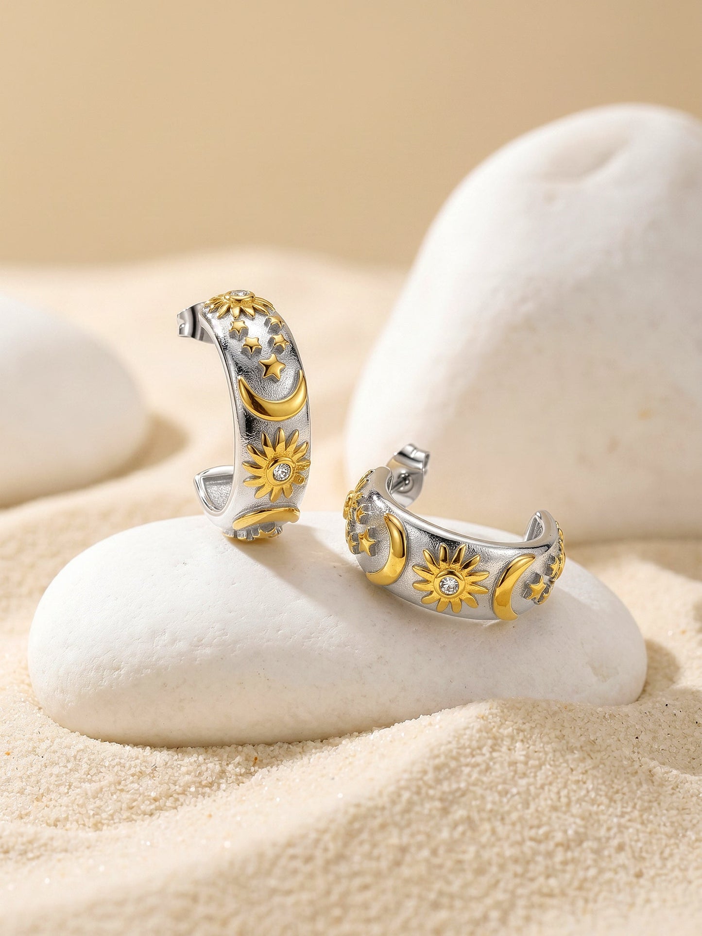 OnnMe by GIVA Duo Shine Dual Tone J Stud Earrings