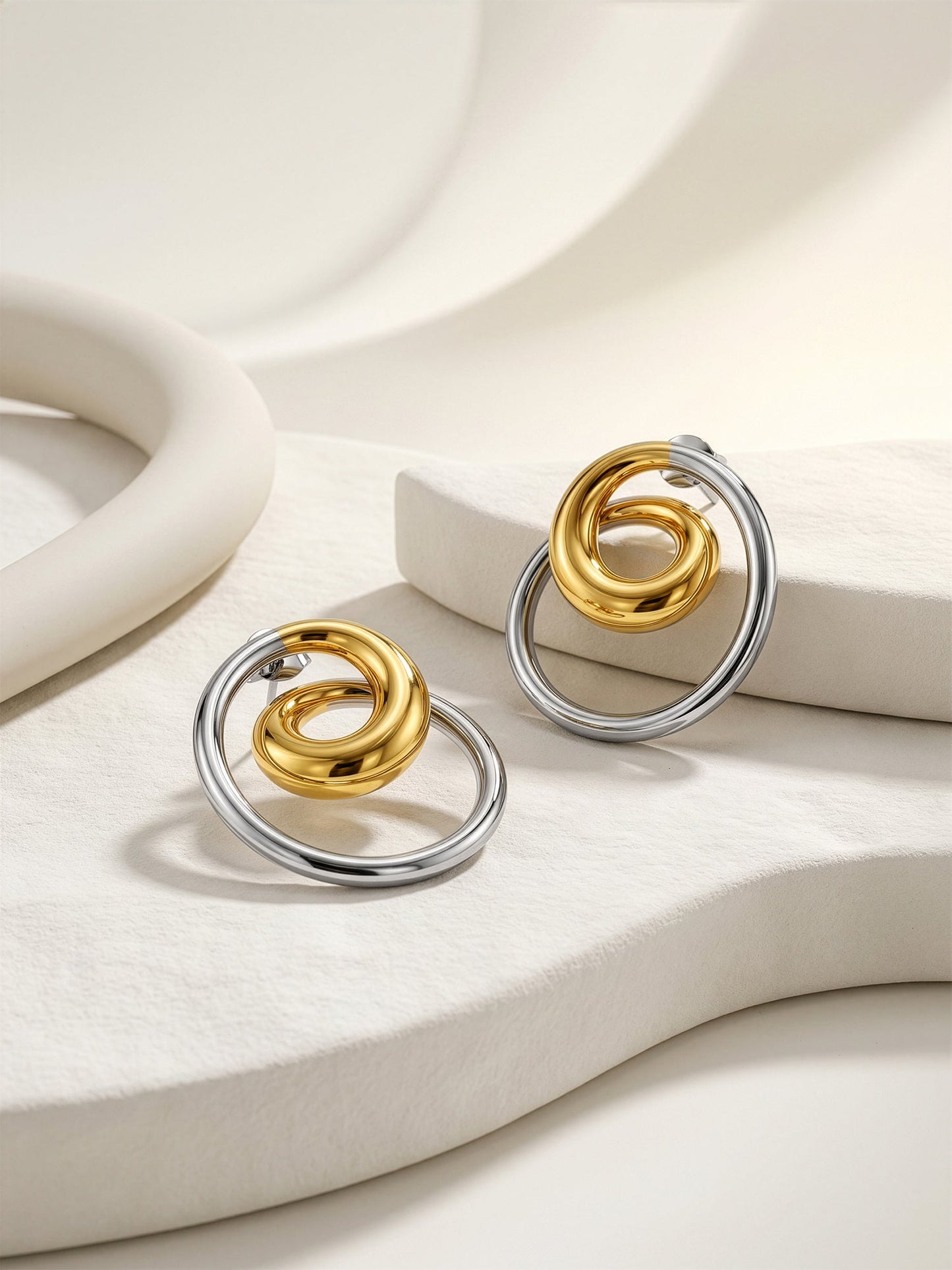 OnnMe by GIVA Twin Loop Energy Dual Tone Stud Earrings