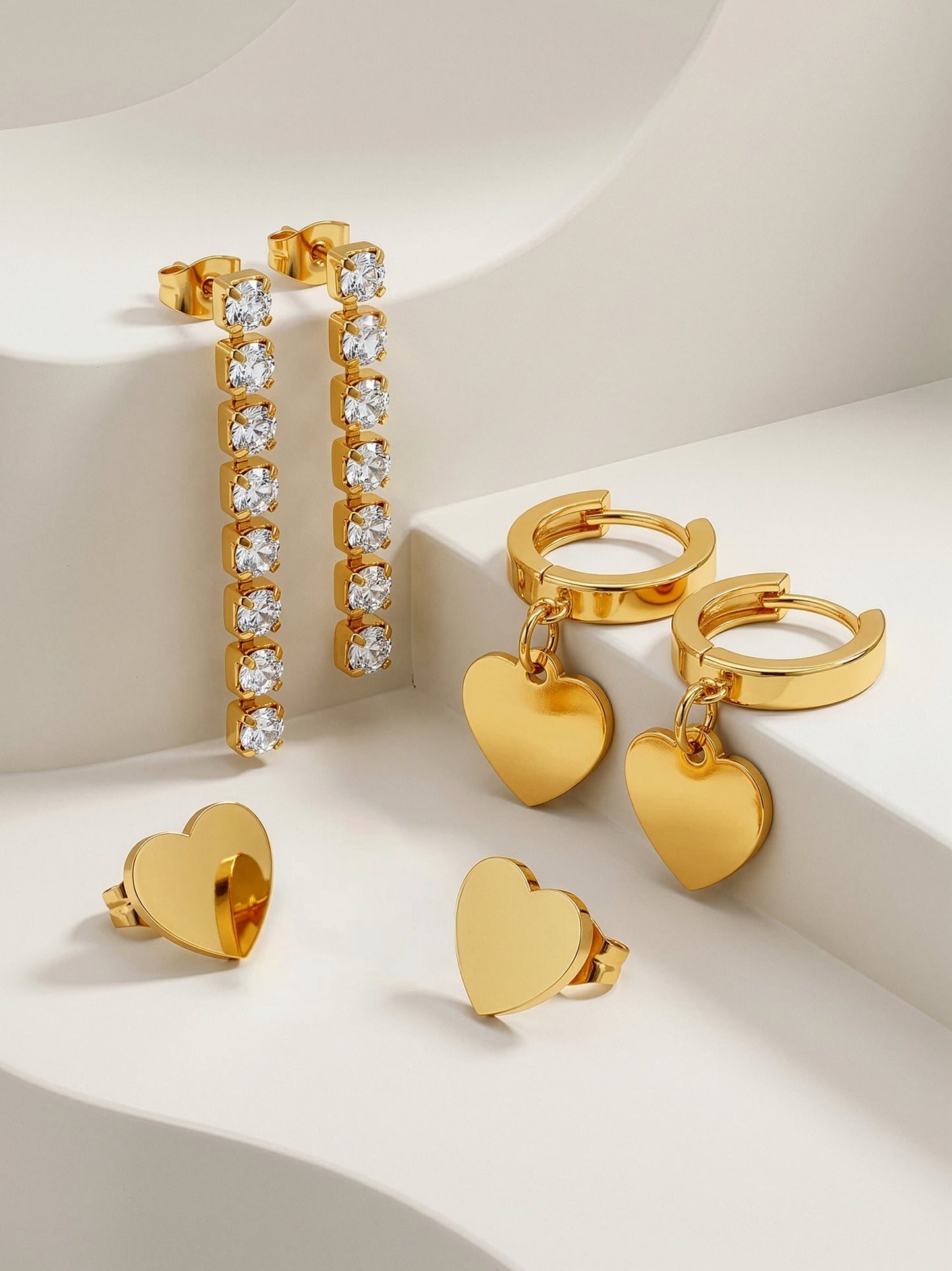 OnnMe by GIVA Heart Glitch Demi Fine Earrings Set