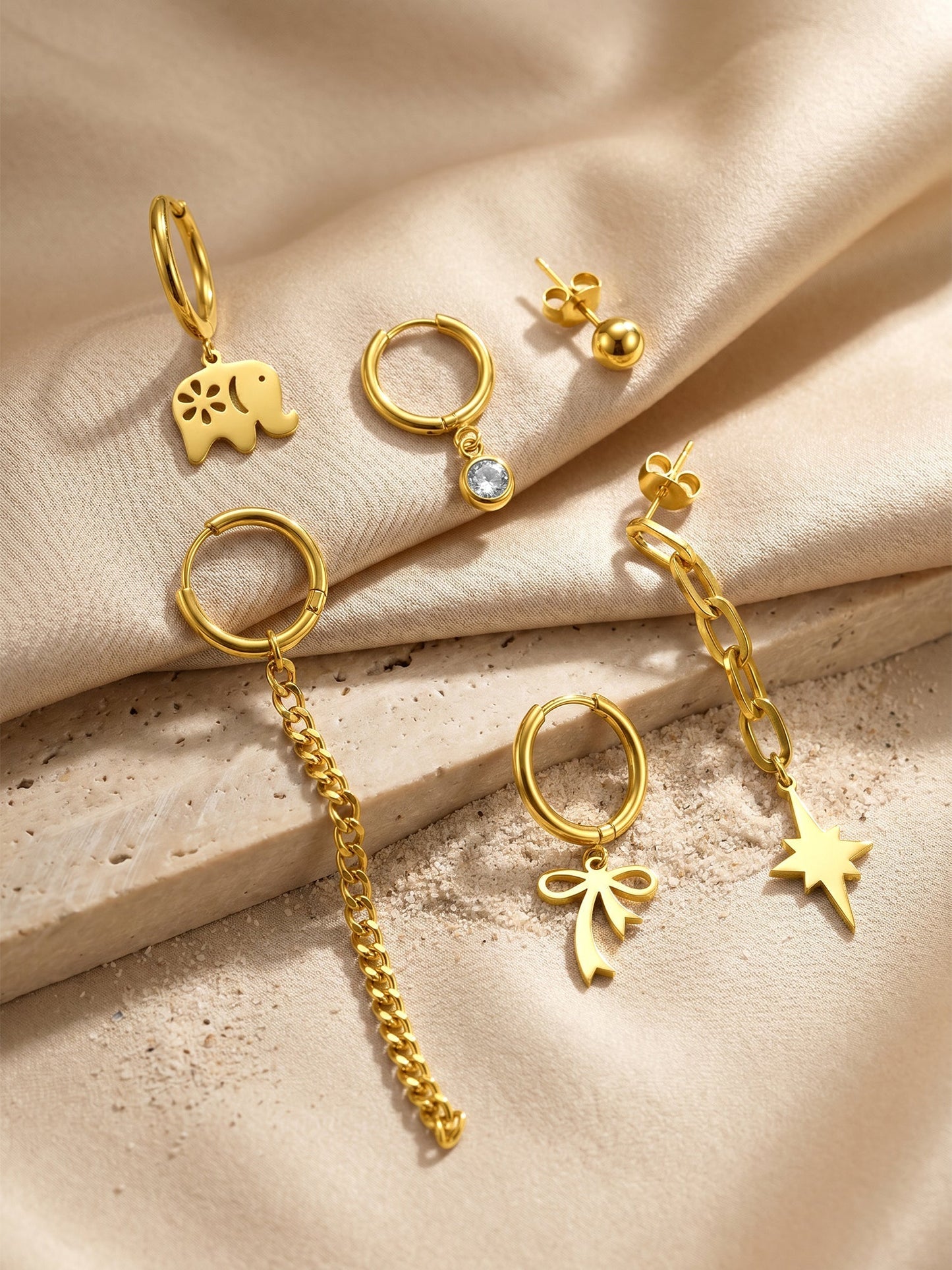 OnnMe by GIVA Charm Collision Gold Plated Earrings Set