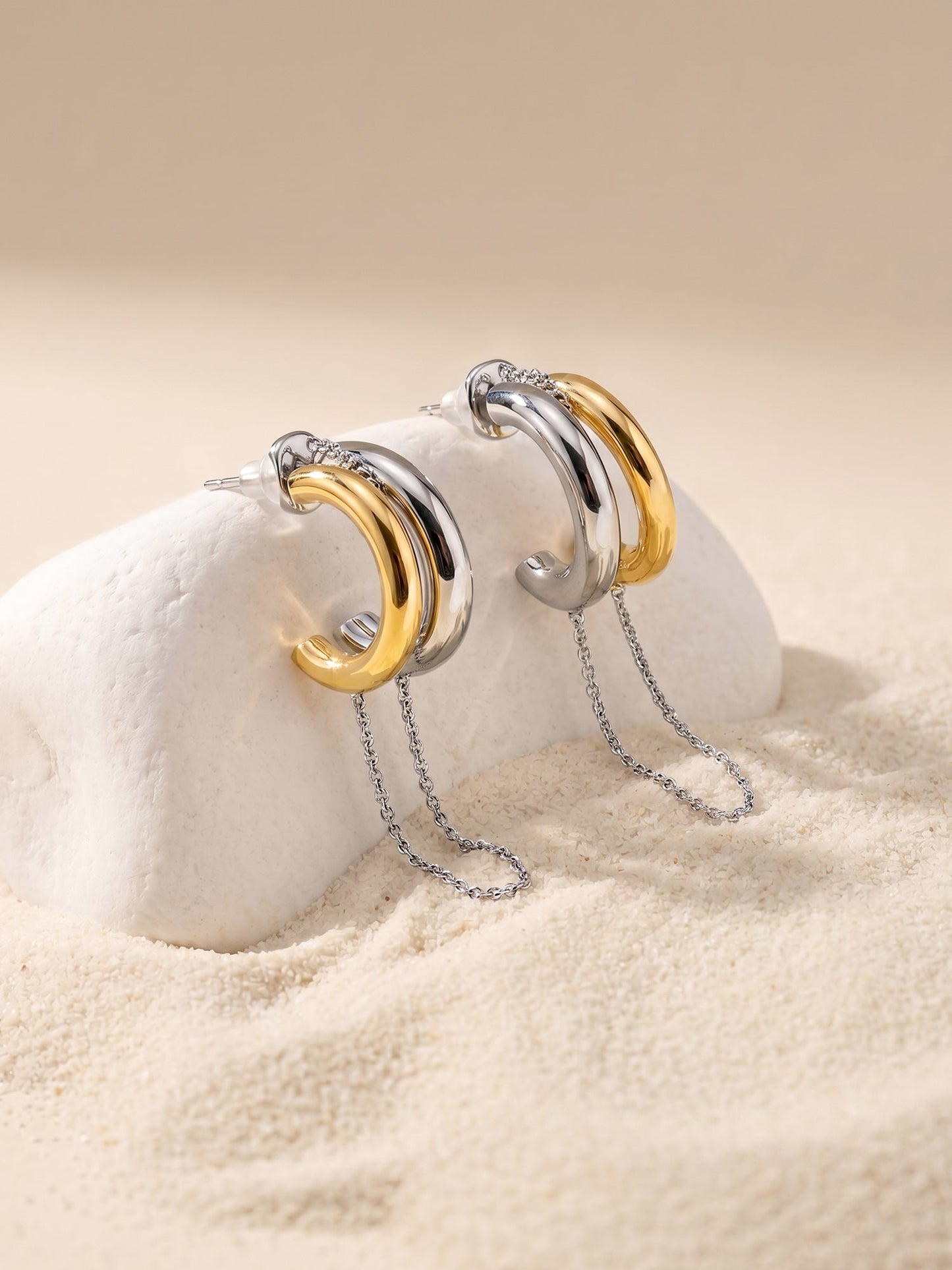 OnnMe by GIVA Chain Drop Link Dual Tone Earrings