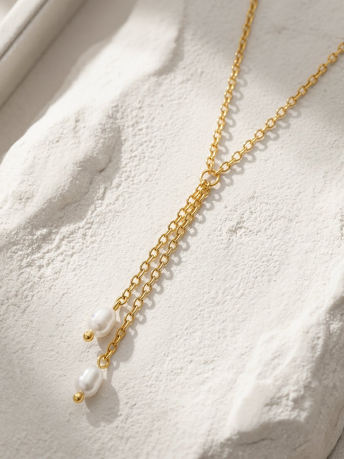 OnnMe by GIVA Late Night Pearl Gold Plated Y Necklace