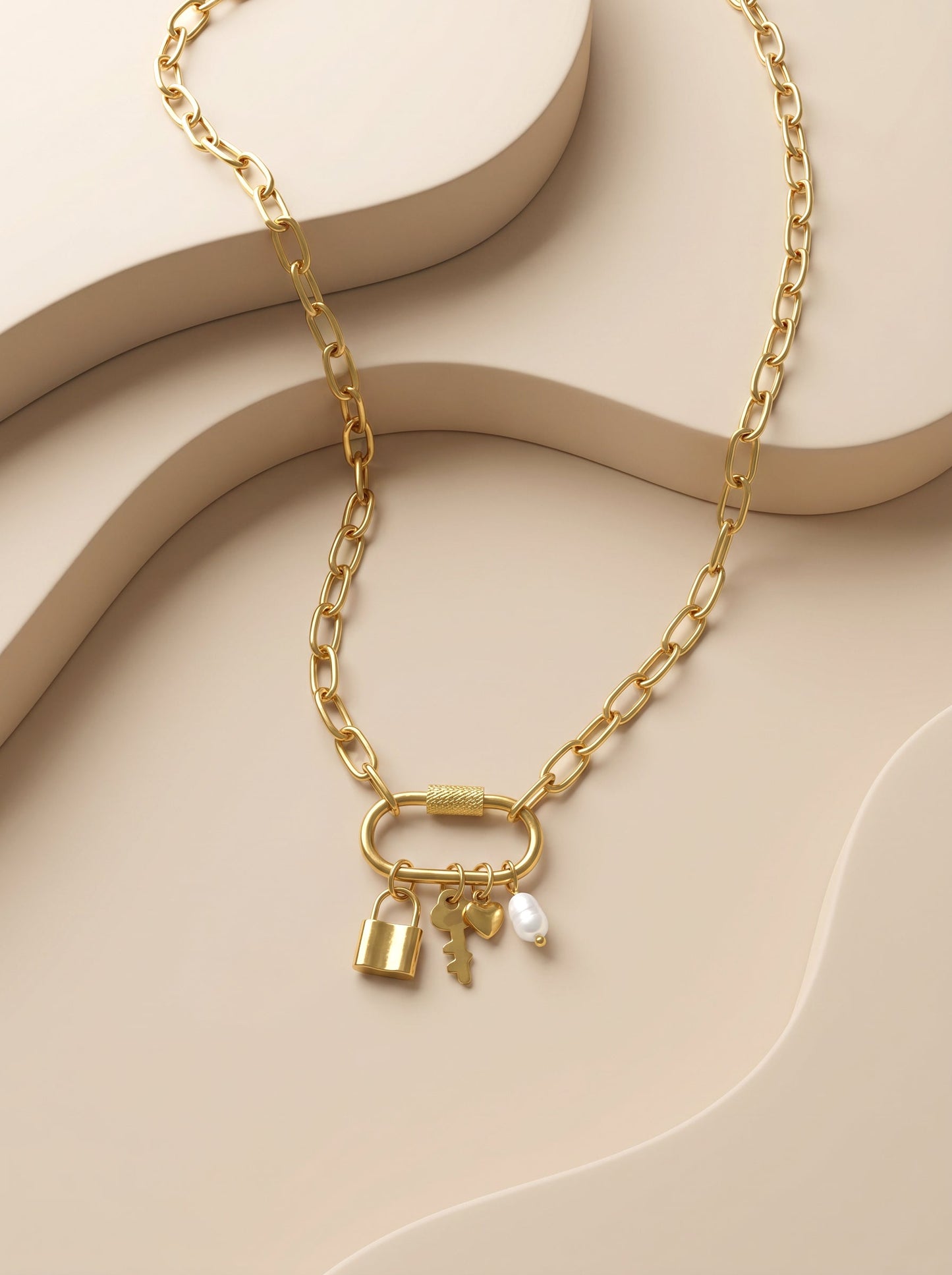OnnMe by GIVA Lock Signal Gold Plated Charm Necklace