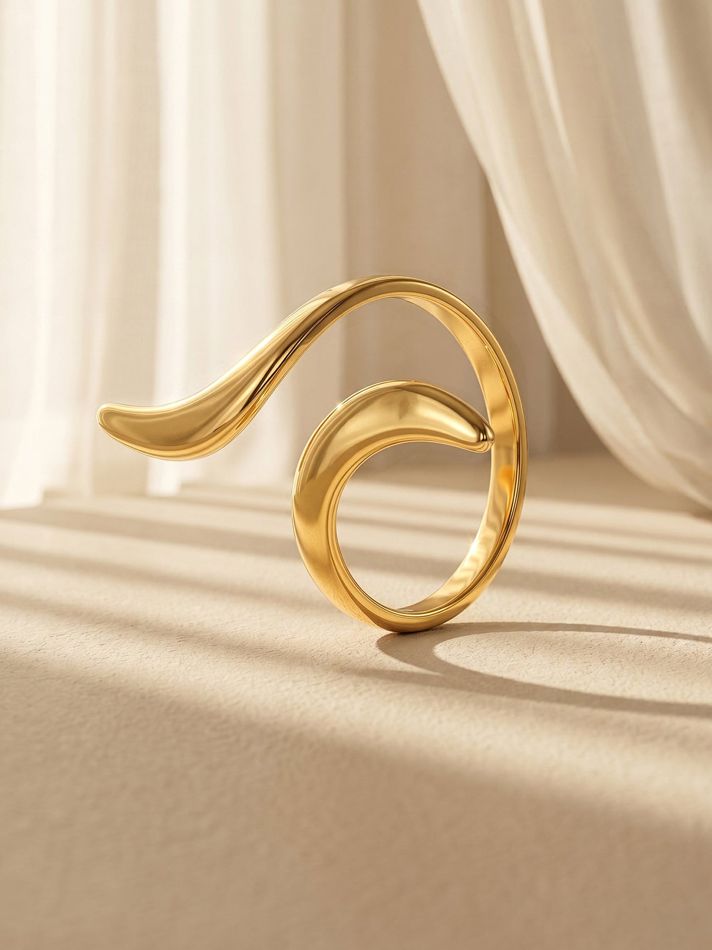 OnnMe by GIVA Sharp Curve Energy Gold Plated Ring (Size 17)