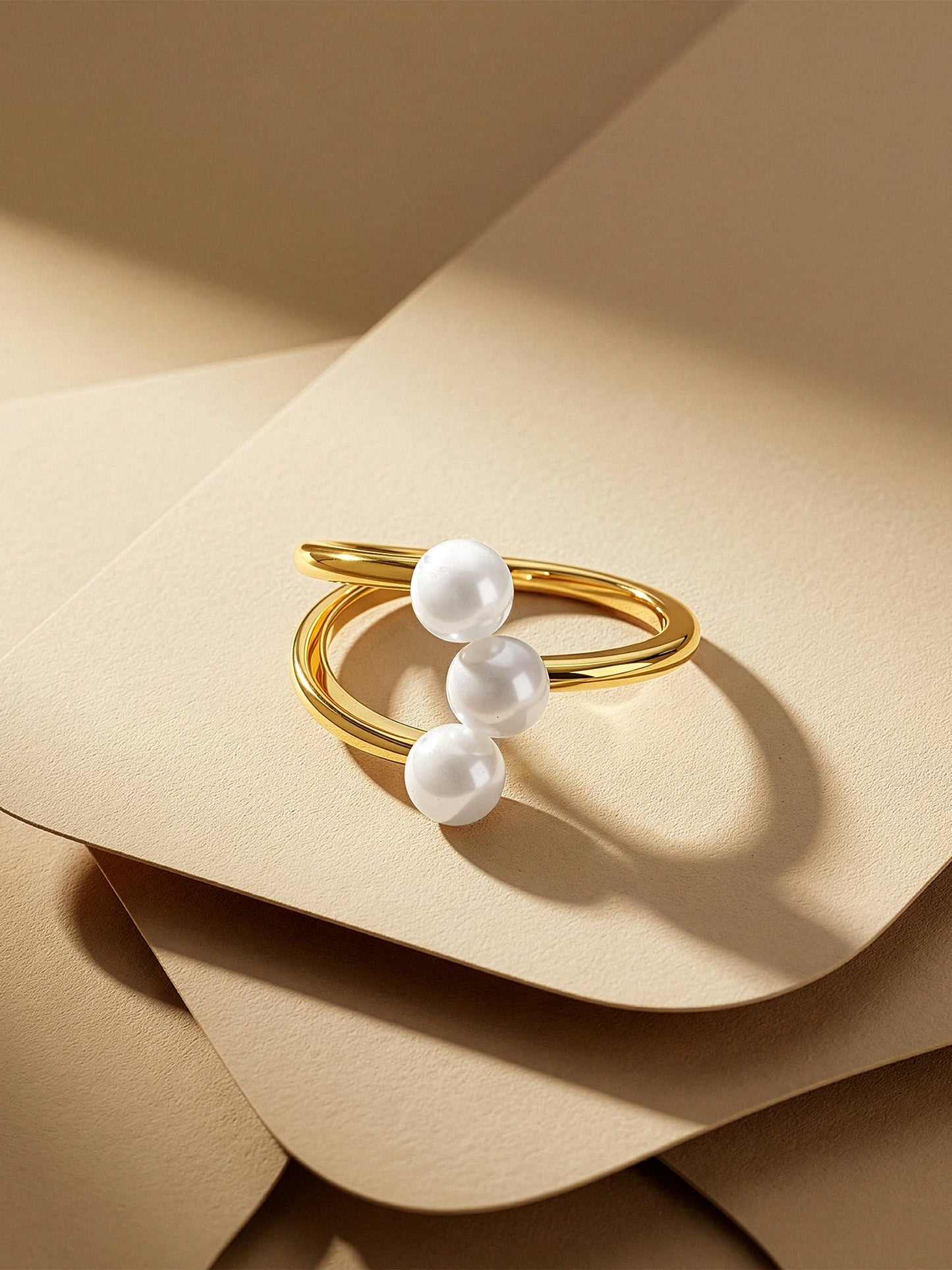 OnnMe by GIVA Pearl Flux Gold Plated Ring (Size 14)