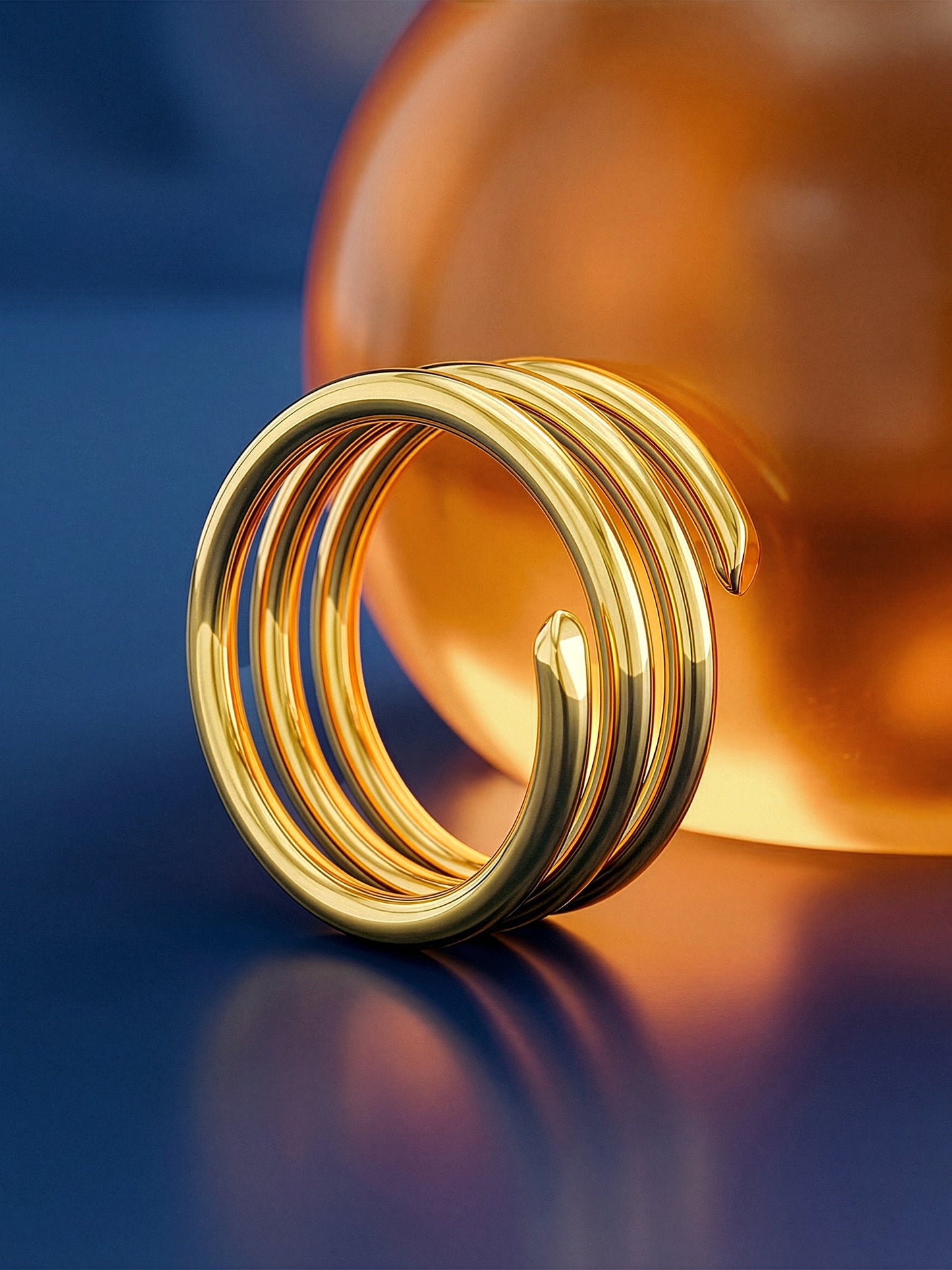 OnnMe by GIVA Spiral Gold Plated Out Ring (Size 14)