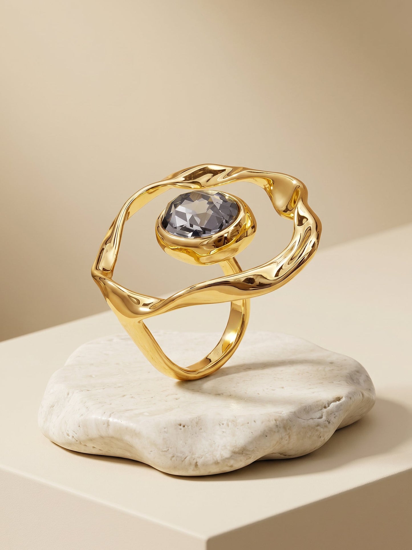 OnnMe by GIVA Grey Area Gold Plated Ring (Size 12)