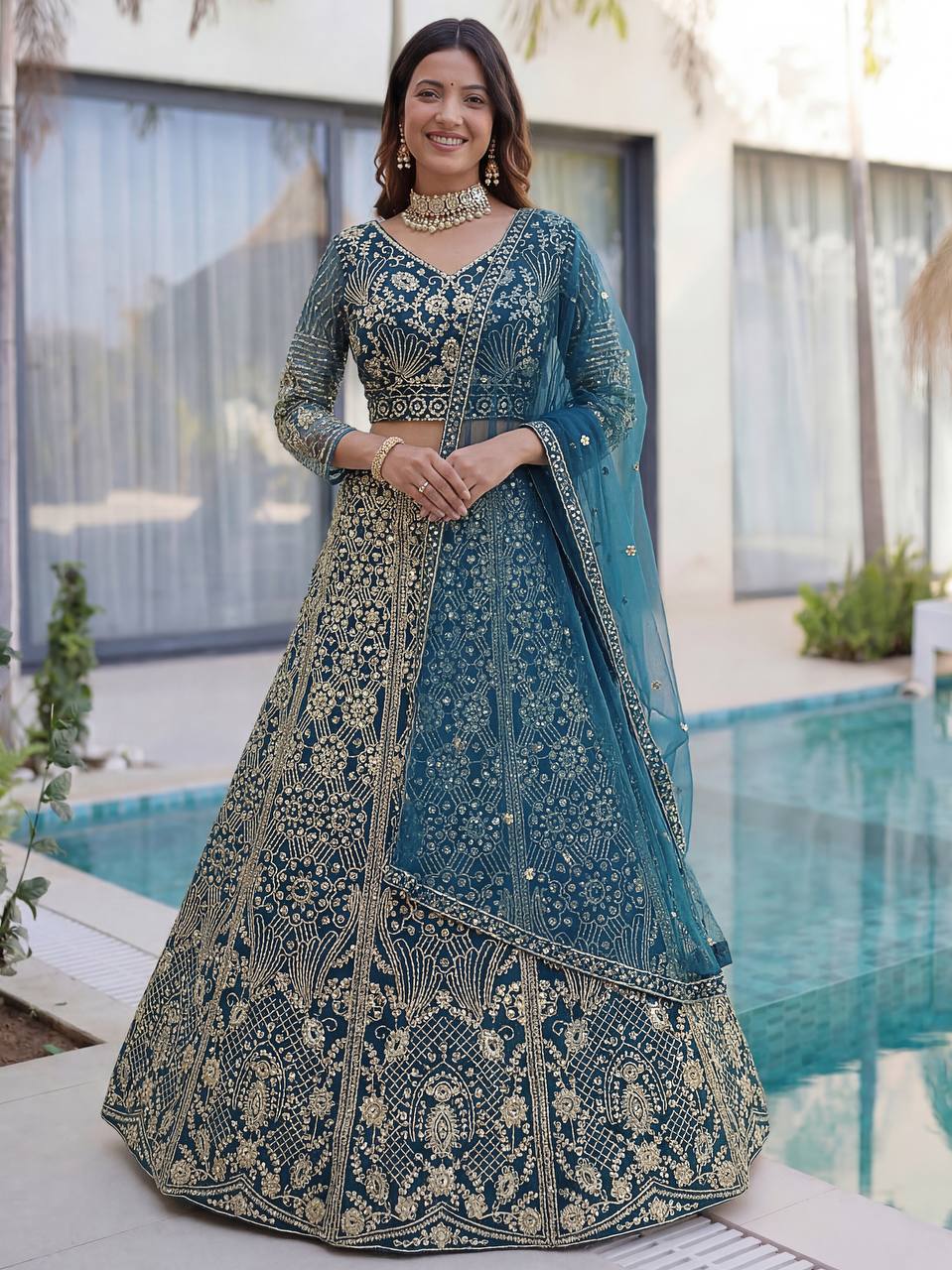 Lehenga Mart Designer Wedding Wear Lehenga Choli-Blue