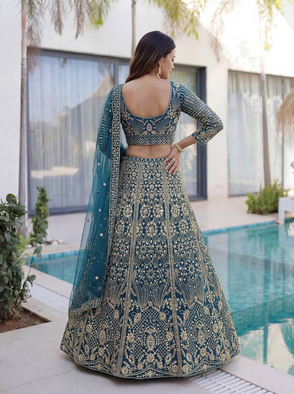 Lehenga Mart Designer Wedding Wear Lehenga Choli-Blue