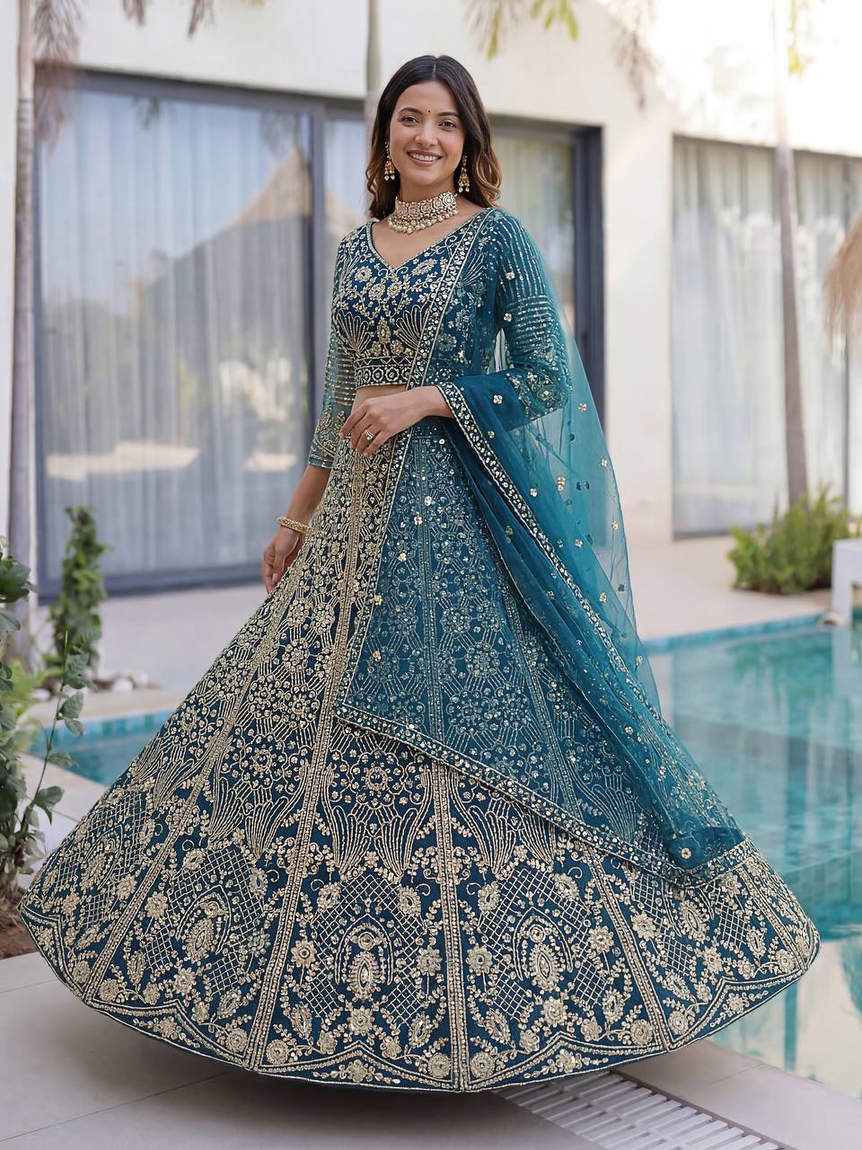 Lehenga Mart Designer Wedding Wear Lehenga Choli-Blue