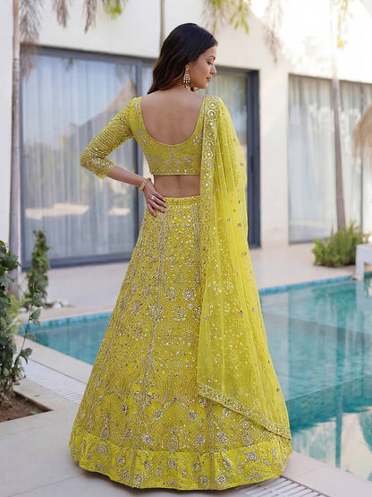Lehenga Mart Designer Wedding Wear Lehenga Choli-Yellow