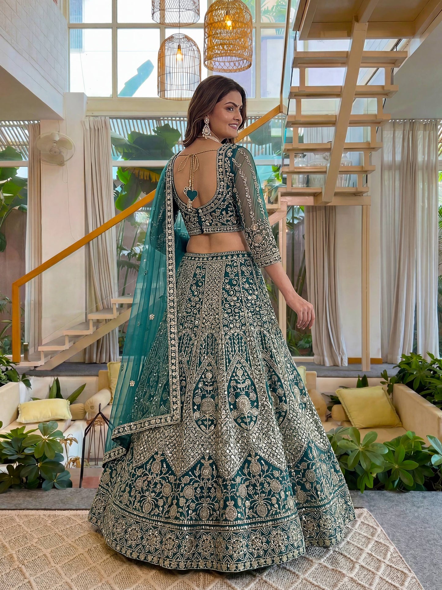 Lehenga Mart Net Lehenga With Cording Embroidery Work-Rama