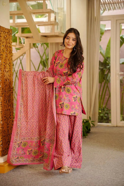 Aayaa Designer Cotton Silk Farshi Salwar Set - Pink