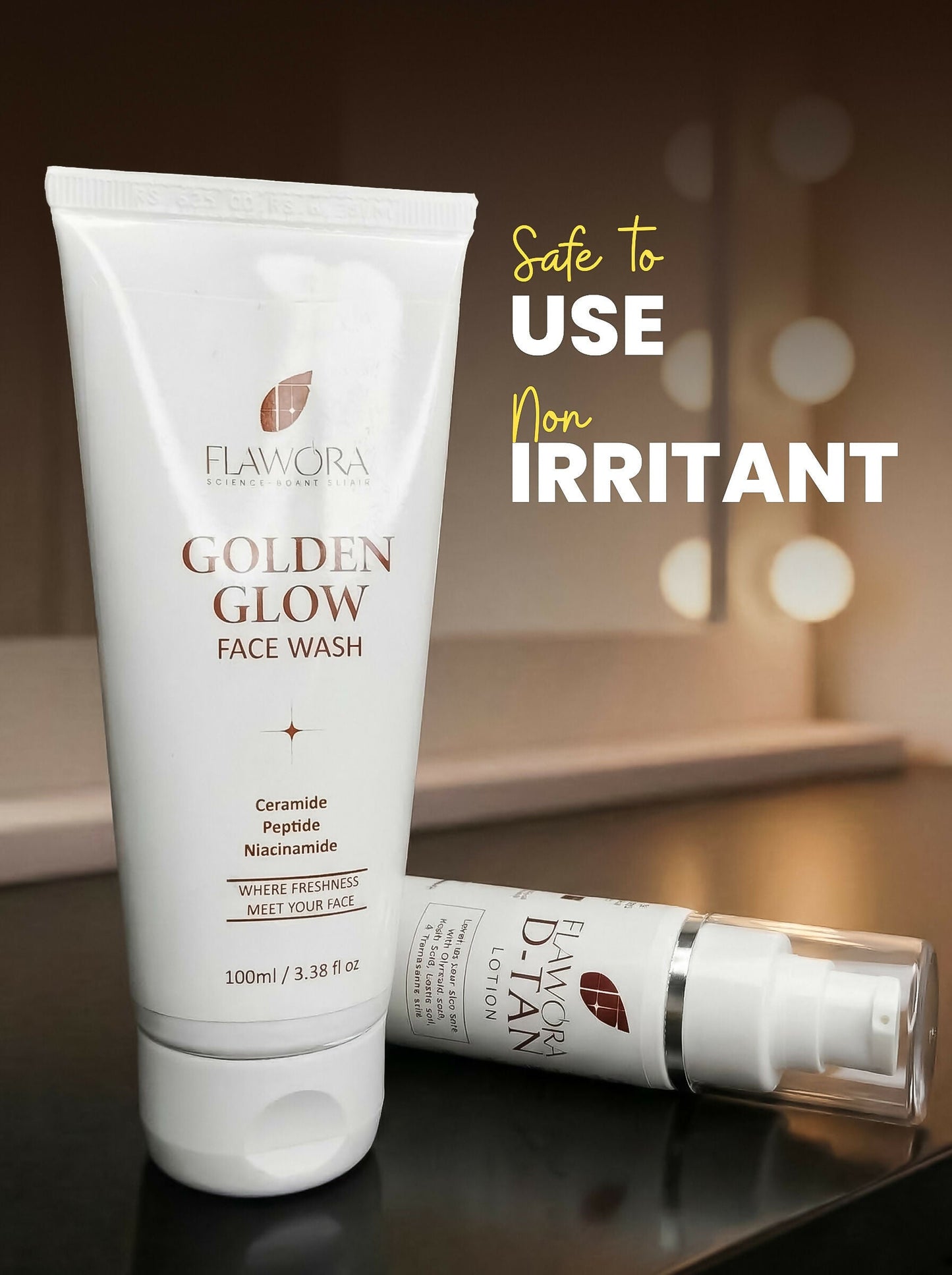Flawora Set of Golden Glow Face Wash and D-Tan Lotion