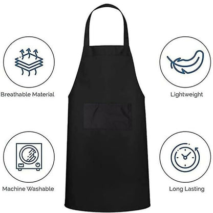Uniformer Kitchen Apron For Men & Women-Black (Pack of 12)