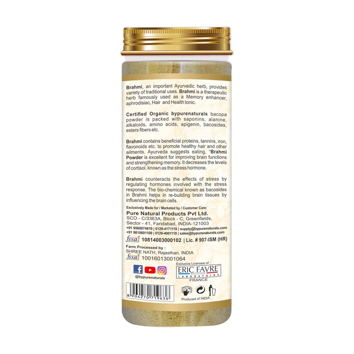 byPureNaturals Organic Brahmi Powder