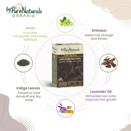 byPureNaturals Organic Pure Natural Powder Hair Colour - 3N Dark Brown
