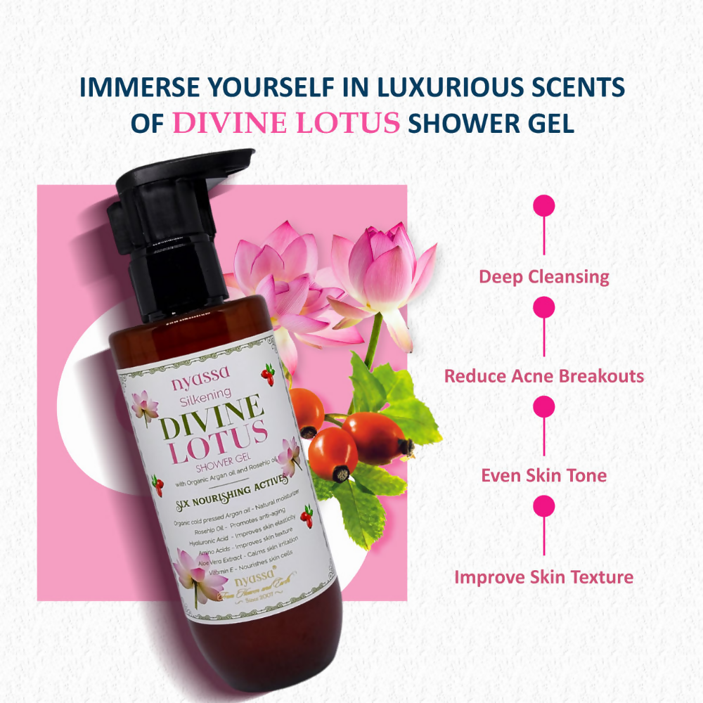 Nyassa Silkening Divine Lotus Shower Gel With Organic Oil And Rosehip Oil