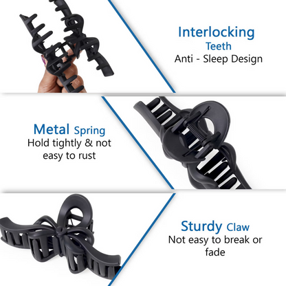 Bronson Professional Hair Claw Clip Hair Clutcher - Matte Black