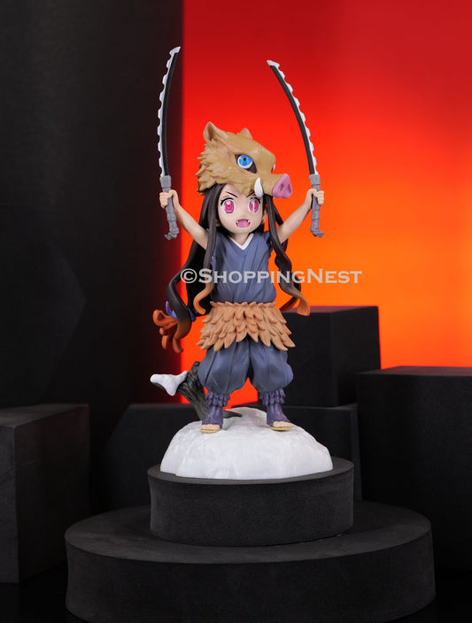 Demon Slayer Nezuko With Inosuke Cosplay Action Figure | 19.5 Cms |