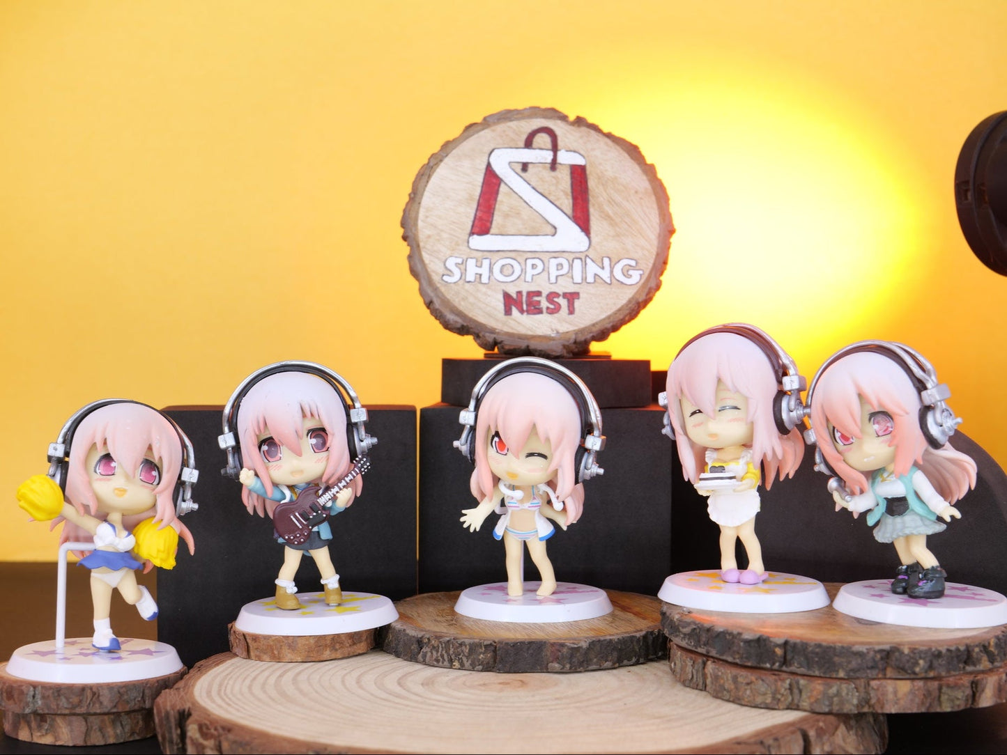 Anime Figure Super Sonico Work Swimsuit Q Version Model Dolls Toy | PVC | 10cm Set of 5