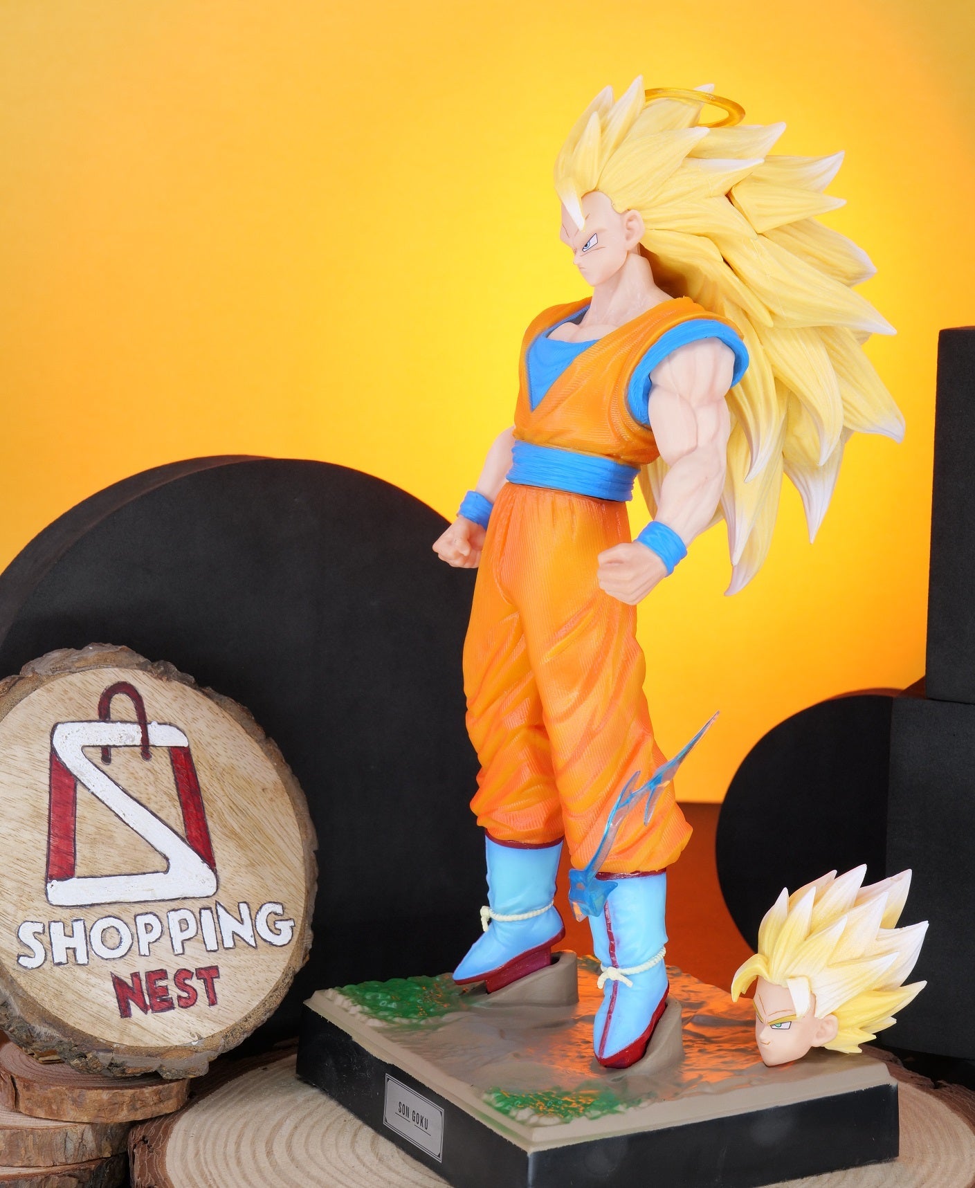 Dragon Ball Z |PVC| Goku Super Saiyan 3 Action Figure with Replaceable Head 26 cm Collectible