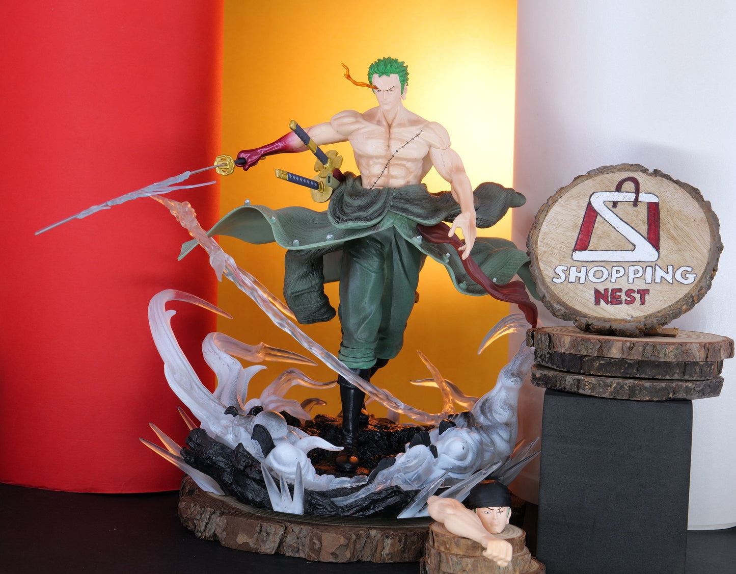 Anime ONE PIECE Roronoa Zoro Double Head WHITE BASE Action Figure 28cm | NEW |