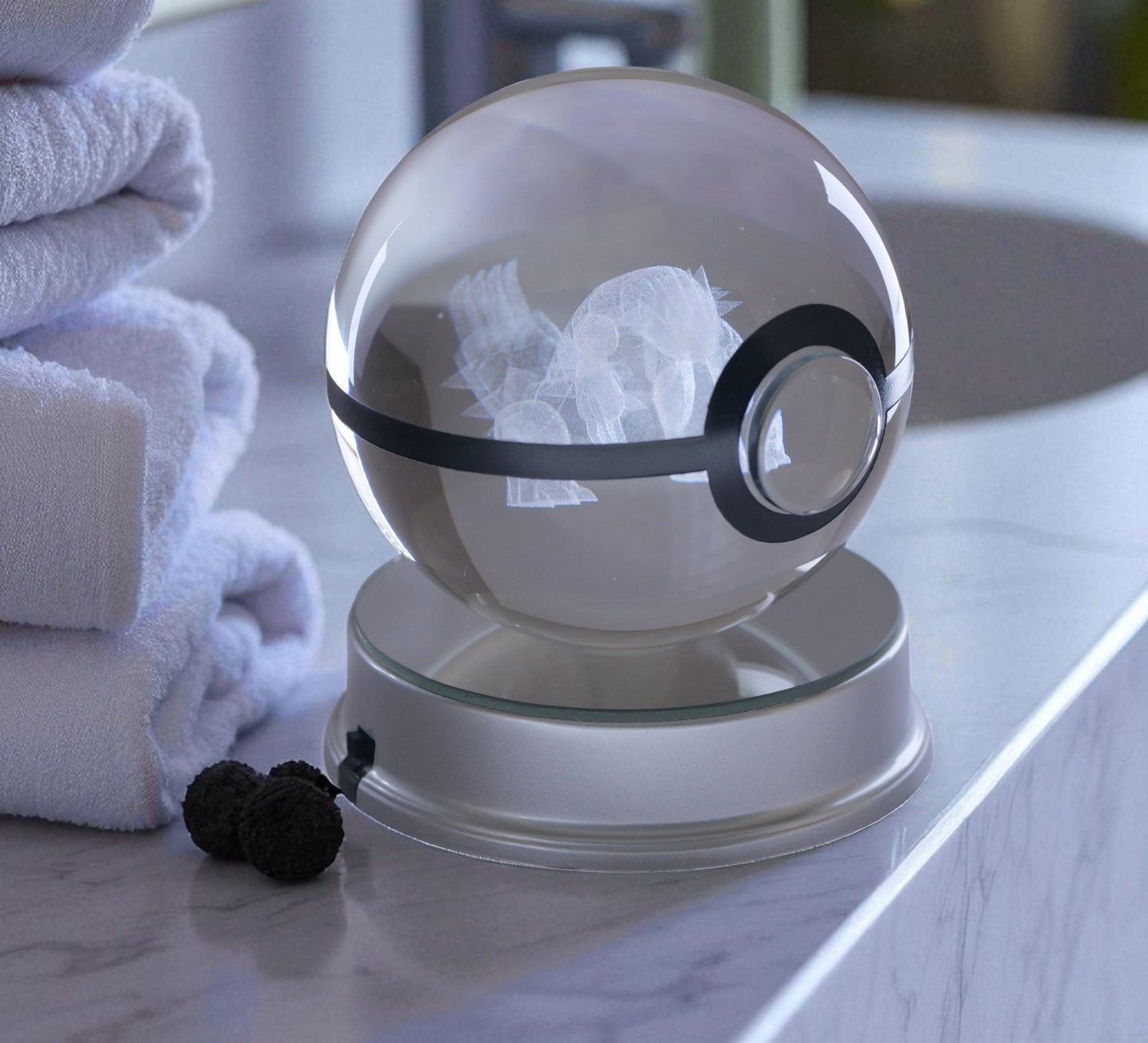 Pokémon Groudon Crystal Poké Ball 3D Laser Engraved Figurine | Color Changing LED Night Lamp |PVC| Collectible by ShoppingNest