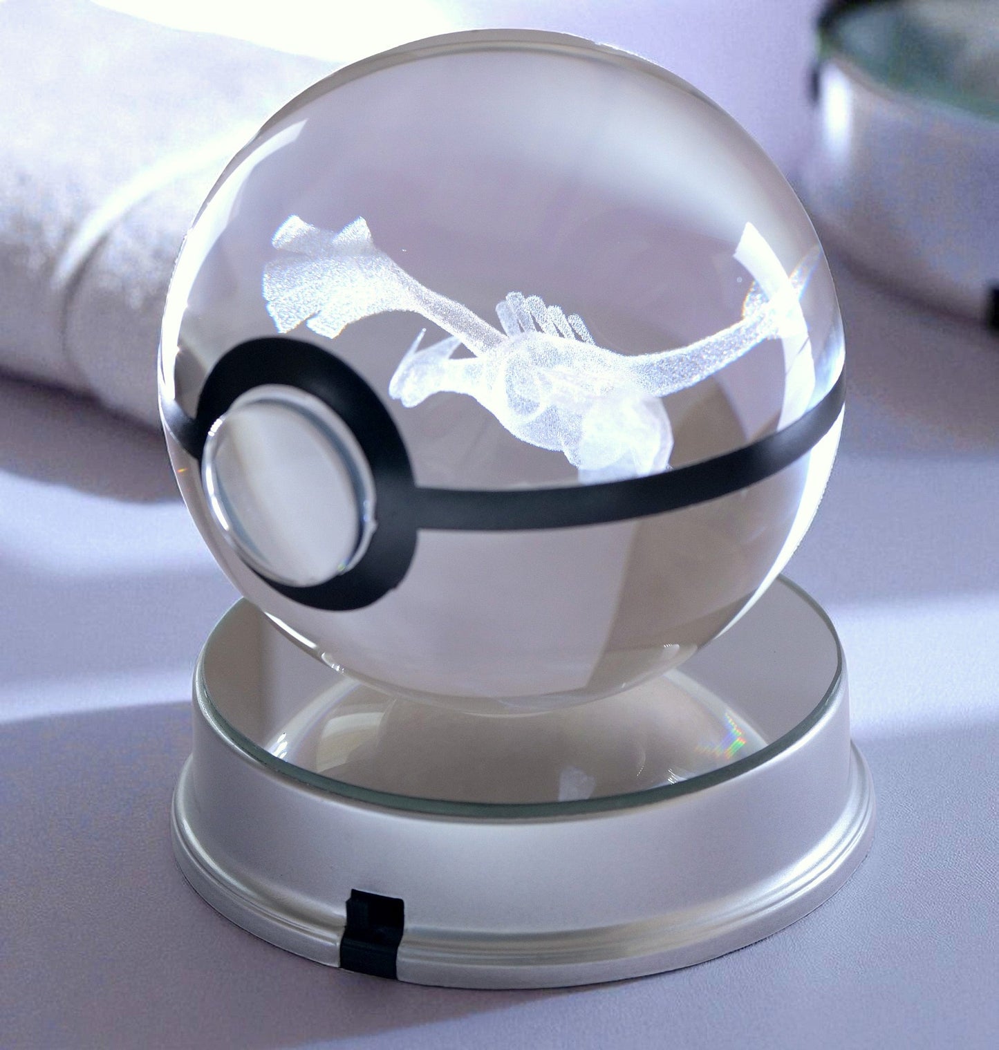 Pokémon Lugia Crystal Poké Ball 3D Laser Engraved Figurine | Color Changing LED Night Lamp |PVC| Collectible by ShoppingNest