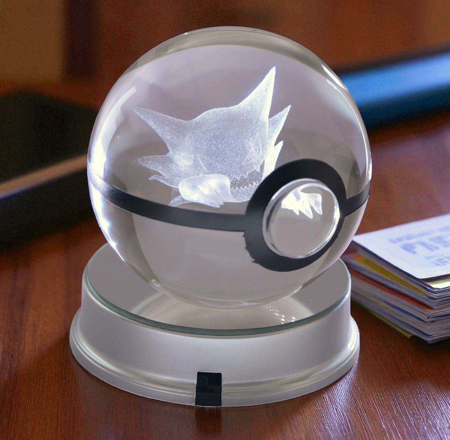 Pokémon Haunter Crystal Poké Ball 3D Laser Engraved Figurine | Color Changing LED Night Lamp |PVC| Collectible by ShoppingNest