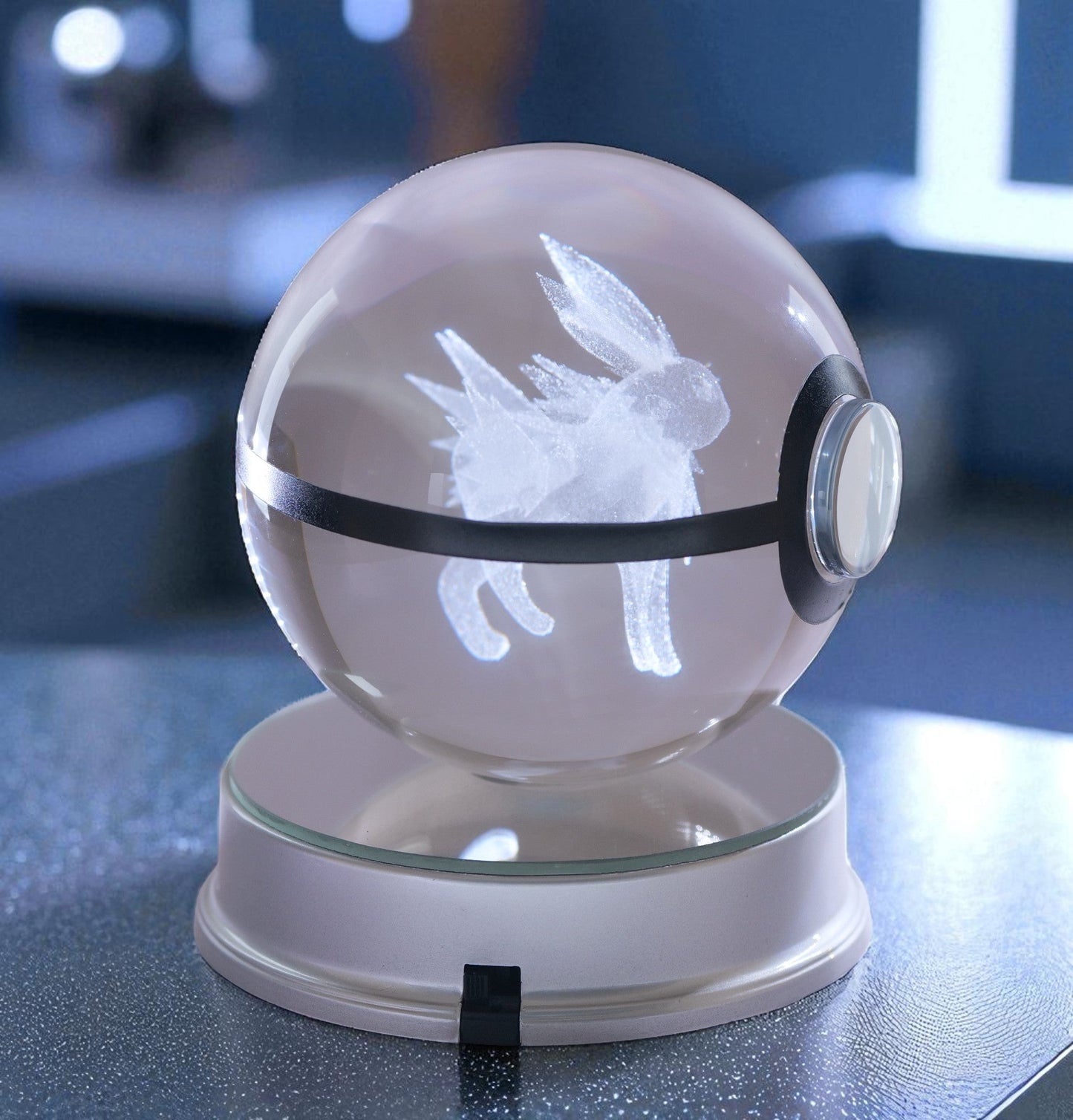 Pokémon Jolteon Crystal Poké Ball 3D Laser Engraved Figurine | Color Changing LED Night Lamp |PVC| Collectible by ShoppingNest