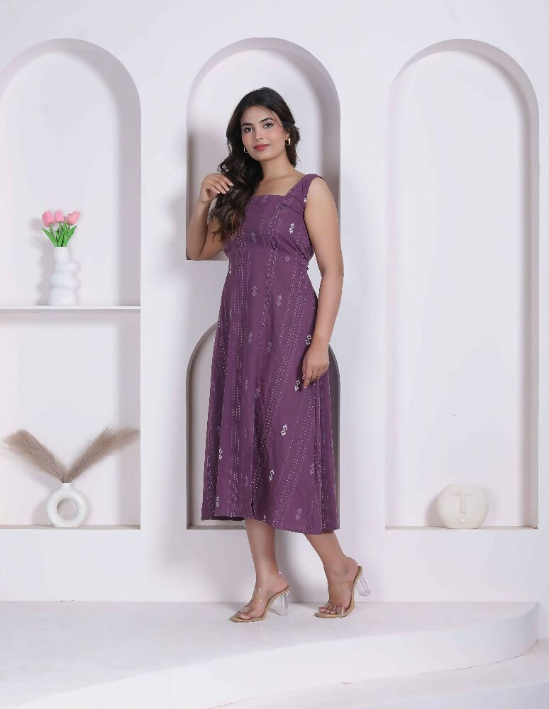 Miravan Womens Abstract Printed Wine ALine Maxi Dress