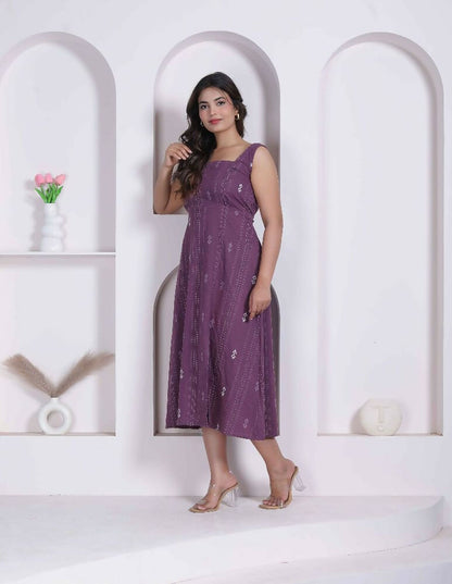 Miravan Womens Abstract Printed Wine ALine Maxi Dress