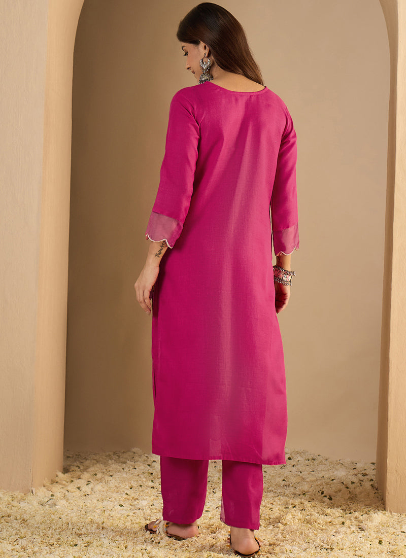 Vegaa Fashion Pink Embroidered Cotton Silk Kurti Suit