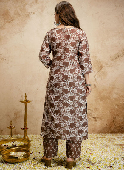 Vegaa Fashion Brown Printed Megic Cotton Salwar Suit