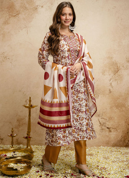 Vegaa Fashion Off-White Printed Megic Cotton Salwar Suit