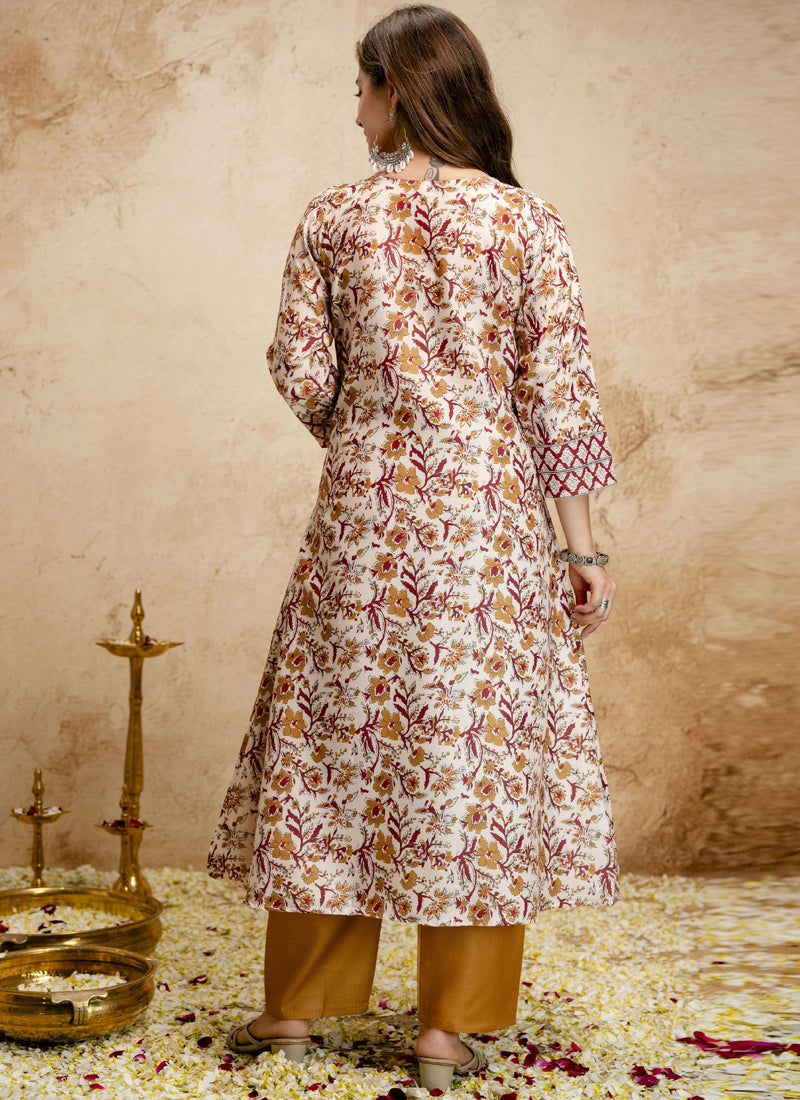 Vegaa Fashion Off-White Printed Megic Cotton Salwar Suit