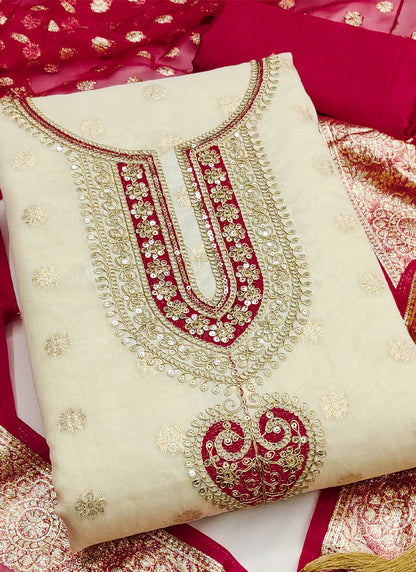 Vegaa Fashion Cream Embroidered salwar suit