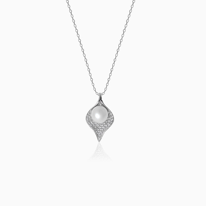 Silver Seashell Pearl Necklace