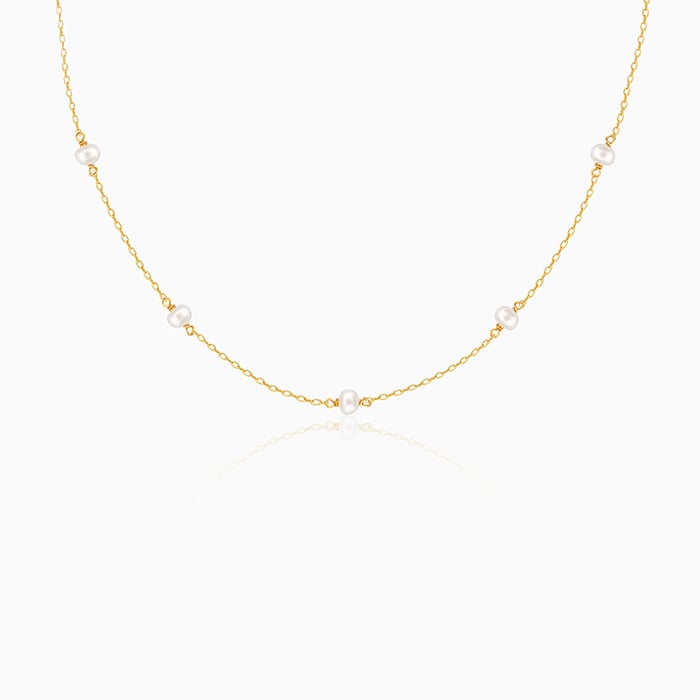 Kriti Sanon Golden Minimal Pearl Necklace