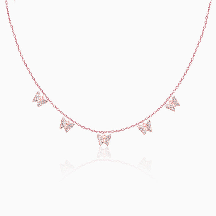 Rose Gold Wavering Wings Butterfly Necklace