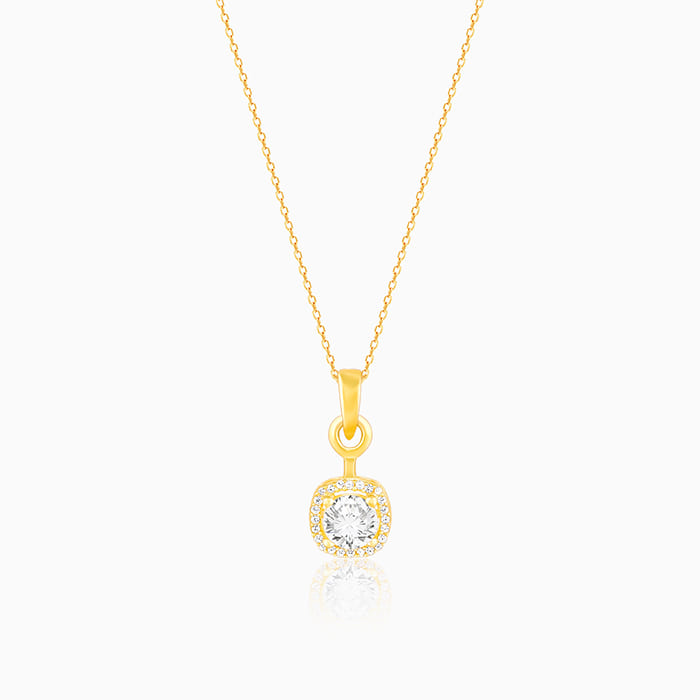Golden Classy Solitaire Pendant With Link Chain
