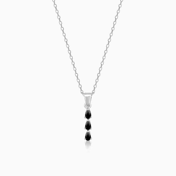 Silver Black Axis Pendant With Link Chain