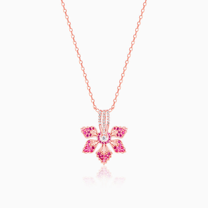Rose Gold Rani Ebony Pendant with Link Chain