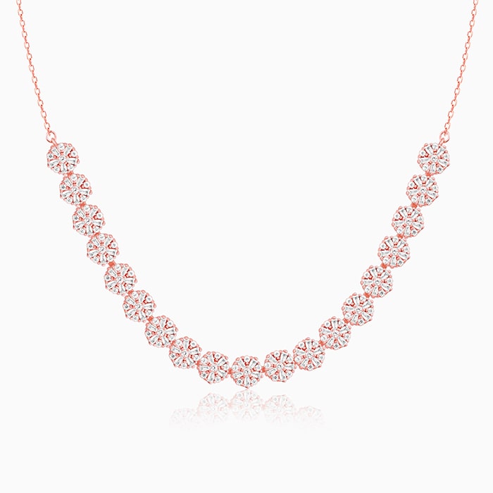 Rose Gold Studded Flower Necklace